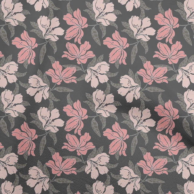 oneOone Polyester Spandex Gray Fabric Florals Sewing Material Print Fabric By The Yard 56 Inch Wide