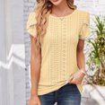 thumbnail image 2 of Timegard Hauts d'Été pour Femmes, Oeillets, Col Rond, Blouse à Manches Courtes Pétale, Chic Décontracté, Hauts Amples, 2 of 7