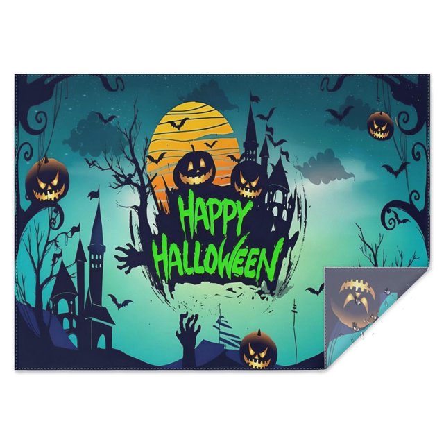 Happy Halloween Tablecloth Wrinkle Resistant Washable Tablecolths Table Covers Horror Pumpkin Ghost Rectangle Table Cover for Halloween Party Decoration
