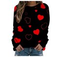 thumbnail image 2 of Qertyioot T-Shirt Graphique de la Saint-Valentin pour Femmes à Manches Longues, Pull Fin Imprimé Décontracté Col Rond, 2 of 5