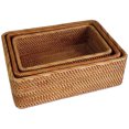 thumbnail image 3 of Wood Handmade Storage Box With Storage Basket Organizer Box Rattan Traditional Rattan For Easy Organizer Box Storage Large basket three-piece, 3 of 5