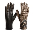 thumbnail image 1 of Isotoner Women' SmartDri Smartouch 3 Button Length Spandex Chevron Gloves - A30660 (Leopard, L/XL), 1 of 1