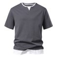 thumbnail image 2 of Styesk T Shirts for Man Double Fashion Fake Two Short Sleeve T-shirt Large Size Fallow Base Shirt, 2 of 4
