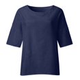 thumbnail image 4 of Blouses, Hauts et T-Shirts pour Femmes Grande Taille en Liquidation Femmes Dames Manches Raccourcies Col Rond Coton Chemise Ample Blouse, 4 of 7