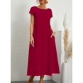 thumbnail image 3 of 2024 Nouvelle Robe Femme Rétro Couleur Unie Sans Manches Jupe Longue Ample avec Poches, 3 of 7