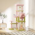 thumbnail image 2 of Gymax 58'' Plush Cat Tree Floral Climbing Tree Multi-level Cat Tower w/ Round Basket, 2 of 10