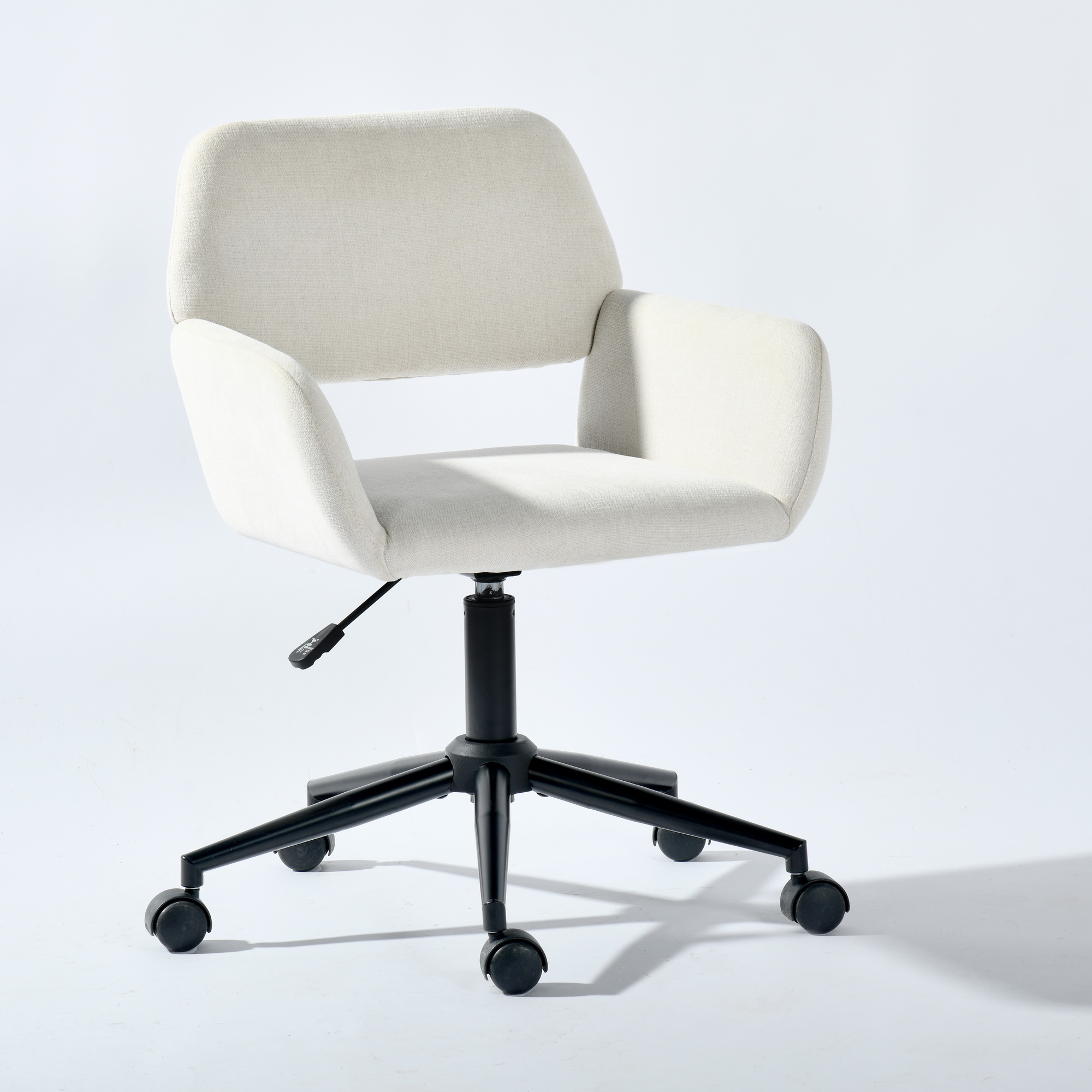 Homy Casa Chaise de Bureau Pivotante 24 po, 1 Pièce, Fauteuil de Bureau Réglable en Chenille avec Base en Métal pour Bureau, Coiffeuse, Étude, Beige