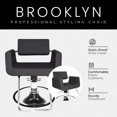 thumbnail image 4 of Chromium Brooklyn Chaise de Style Professionnel avec Coussins en Mousse, Noir, 4 of 6