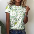 thumbnail image 1 of SMihono Hauts pour Femmes Été Chic Décontracté Hauts de Mode pour Femmes Imprimé Décontracté Coupe Ample T-Shirts Blouse Imprimé Col Rond Chemise Grande Taille T-Shirt, 1 of 5