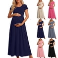 thumbnail image 1 of Sentmoon Robe de Maternité Respirante Coupe Ajustée Robes pour Femmes 2026 Été Couleur Unie Manches Courtes Encolure Carrée Robes Soleil pour Femmes Vacances pour Quotidien et Trajet S-TTTG, 1 of 8