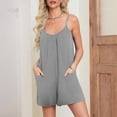 thumbnail image 2 of AherBiu Rompers for Women Casual Loose Summer Jumpsuits Spaghetti Strap Overalls Shorts with Pockets, 2 of 7
