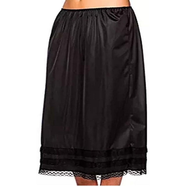 Jupon Demi-Long Taille pour Femmes sous Robe Jupe Longue en Dentelle Noire et Blanche