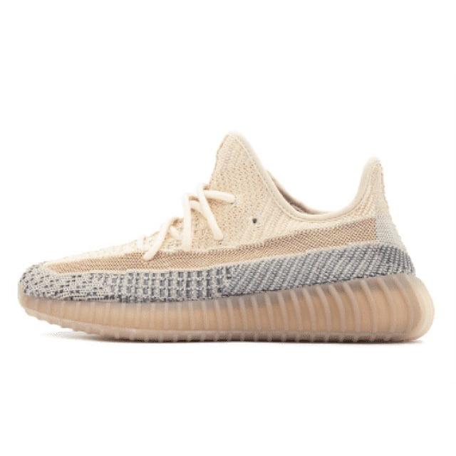 350 V2 Boost Espadrilles Putian Chaussures de Sport pour Hommes Femmes Unisexe avec une Tige en Tricot beige et Gris Neutre, Détails Texturés et Semelle Côtelée pour le Confort. Conçues par DIAO, Idéales pour une Tenue Décontractée, Espadrilles pour Femmes Ou Chaussures de Course.