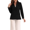 thumbnail image 4 of INSPIRE CHIC Women's Jacket Notched Lapel Double Breasted Padded Shoulder Blazer S Black-Solid, 4 of 6