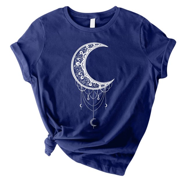 Hauts à Manches Courtes pour Femmes Mode Femmes T-Shirt à Col Rond Imprimé Lune T-Shirt à Manches Courtes T-Shirt Décontracté Hauts