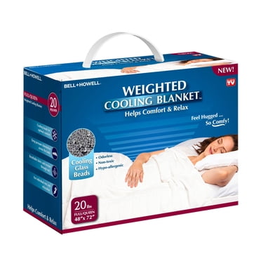 Bell + Howell Cooling Comfort Weighted Blanket 20 lb Full/Queen 48” x 72” Breathable Glass Beads Machine Washable