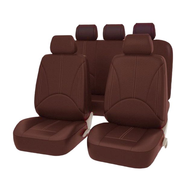 Wisewang Car Seat Covers Front Rear Seat Covers Headrest Protector for Minivan Coffee 9 pcs