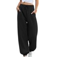 thumbnail image 1 of Women's Drawstring Waist Thickened Loose Straight Leg Sports Pants, 1 of 4