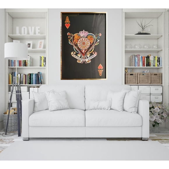 Décoration murale accrocheuse – « Carte à jouer As de cœur rouge » (147,3 cm de hauteur x 101,6 cm de largeur x 4,1 cm de profondeur), design audacieux et dynamique avec des détails époustou
