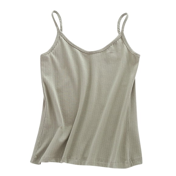 Grrvtrz Camisole Débardeur pour Femme en Tricot de Coton Doux Basique sous-Vêtements Superposition Haut d'Été Vêtement de Nuit Camisole à Col en V Chemises