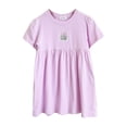thumbnail image 1 of Robe pour Filles Enfants Tout-Petits Filles Été Mignonne à Imprimé Floral Col Rond Manches Courtes Robe Décontractée Robes pour Tout-Petits Violet 1 An-2 Ans, 1 of 3