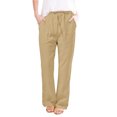 thumbnail image 1 of Timegard Womens Pants Plus Size Cotton Linen Straight Leg Elastic Waisted Drawstring Lounge Trousers, 1 of 5