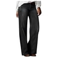 thumbnail image 2 of Meichang Jeans Amples Taille Haute à Jambe Grand pour Femmes Meichang, Décontractés, Confortables, Noirs, TTG, 2 of 6