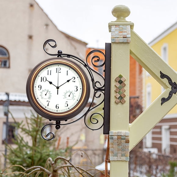 Outdoor Garden Retro Clock Temperature Measurement Hygrometer 12 Inches Today' Deal #39
