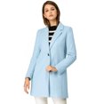 thumbnail image 1 of INSPIRE CHIC Manteau Long Classique à Revers Cranté à Manches Longues pour Femme Bleu Pâle S, 1 of 7