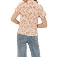 thumbnail image 3 of Unique Bargains Chemise à Manches Courtes à Col Cranté Boutonnée à Fleurs pour Femmes Rose S, 3 of 5