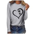 thumbnail image 1 of Besolor Tuniques Automne Printemps pour Femmes 2024 Imprimé Cœur Col Rond Manches Longues Chemises Décontractées Amples Blouse Tee, 1 of 3