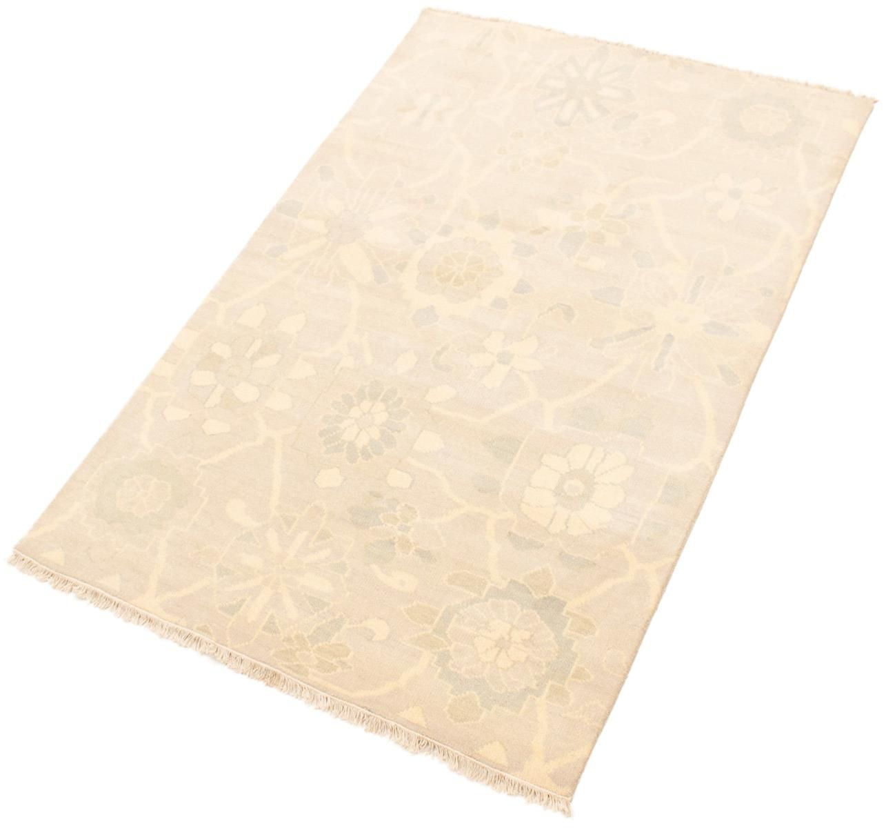 ECARPETGALLERY Tapis Noué à la Main pour Salon, Salle à Manger et Chambre à Coucher Floral Collection Oushak Prestige 5'2" x 7'10" en Ivoire