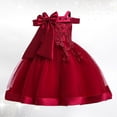 thumbnail image 2 of Robes Fille Robe Formelle Fille Robe Bordeaux Fille Robe pour Thé Robes de Pâques pour Tout-Petites Filles Mode Fille, 2 of 6