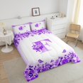 thumbnail image 4 of Erosebridal Ensembles de Literie Initiale Florale Double avec Couette, Insert de Couette Fleur Papillon, Déco de Chambre Ado, Réversible, 3 Pcs, 4 of 8