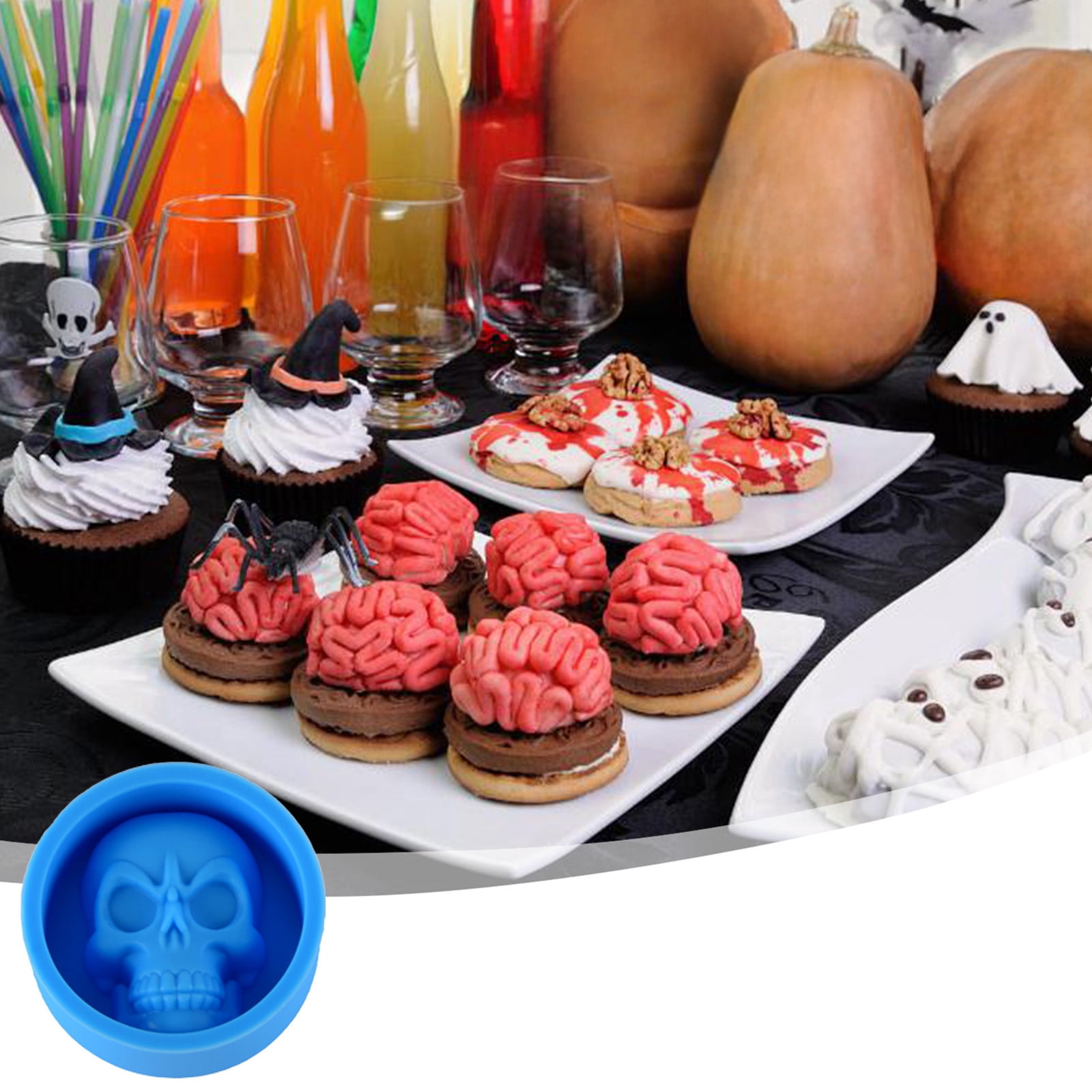 3D Skull Silicone Mold for Halloween Baking, Cupcake Muffin Tray for ...