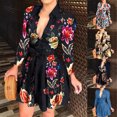 thumbnail image 5 of Femmes Casual Bouton Blouse Manches Longues V Cou Chemises Ceinturées Tops Blouse Robe, 5 of 5