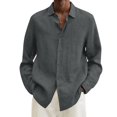 thumbnail image 1 of MesaSe Chemise à Manches Longues en Coton et Lin pour Hommes, Col Rabattu Ample, 1 of 6