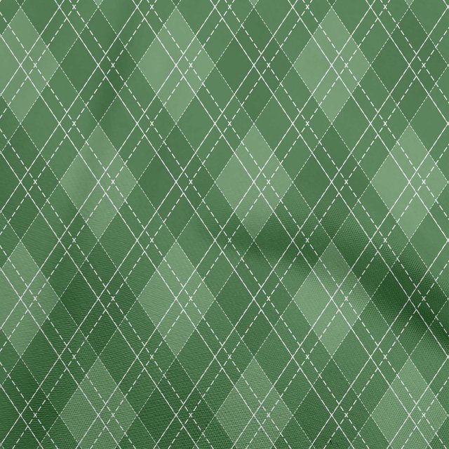 oneOone Cotton Jersey Green Fabric Check Sewing Craft Projects Fabric Prints By Yard 58 Inch Wide
