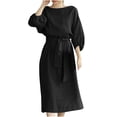 thumbnail image 2 of Jusqu'à 65 % de Rabais! Robes d'Été Mode pour Femmes 2024 Grande Taille Col Rond Ample Manches Courtes Uni Robe Mi-Mollet Robe Longue, 2 of 8