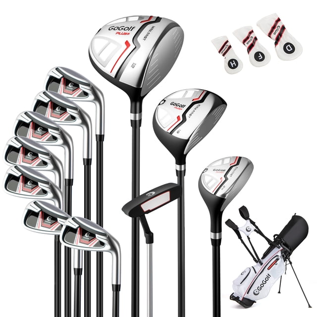 Gymax Ensemble Complet de Clubs de Golf pour Femmes 12 Pcs Main Droite avec Sac Support de Golf et Capuchon de Pluie