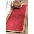 thumbnail image 1 of 2.6x10 Ft Red Jute Area Rug, Hand-Woven, Reversible, Farmhouse Boho Style, Durable & Pet-Friendly Rug for Living Room, Dining Room, and Bedroom, 1 of 5