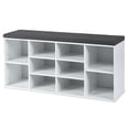 thumbnail image 1 of Gymax Banc d'Entrée Rembourré pour Rangement de Chaussures, Organisateur à 10 Cubes, Banc Réglable, Blanc, 1 of 10