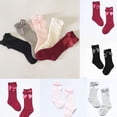 thumbnail image 2 of 0-4 Years Infant Baby Girls Knee High Stockings Cotton Bow Knee Tight Cute Solid Socks Ribbon Set, 2 of 5