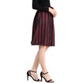 thumbnail image 4 of Unique Bargains Jupe Midi Évasée à Rayures pour Femme, Boutonnée devant, Dos Élastique, 4 of 7