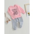 thumbnail image 3 of Faithtur Toddler Girls 2PCS Pants Sets Long Sleeve Letter Print Pullover Tops and Drawstring Pants Sets, 3 of 8