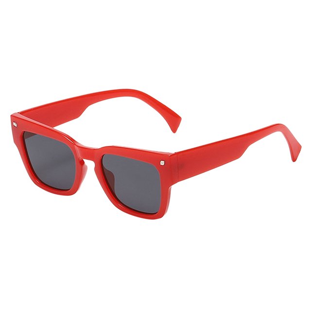 XASZHN Lunettes de Soleil Unisexes Rétro Mode Photo de Rue Monture PC Carrée Design Clou de Riz Rouge_003 Taille Unique
