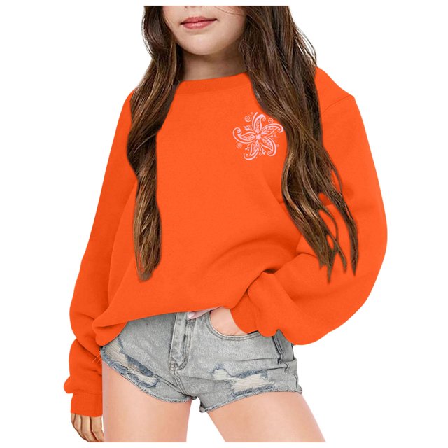 AJIWYH Veste Fille Mode Fille Décontractée Imprimée Chandail à Capuchon à Manches Longues Haut Mode Fille Orange, 2-3 Ans