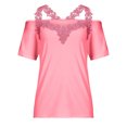 thumbnail image 4 of Dealovy Hauts Grande Taille pour Femmes Épaules Dénudées Col Rond Tunique Manches Courtes Blouses Décontractées Unies, 4 of 7