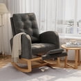 thumbnail image 1 of Twister.CK Modern Rocking Accent Chair with Footrest, Upholstered Rocker Glider with Side Pocket, for Living Room, Bedroom, Nursing Room, Gray, 1 of 8