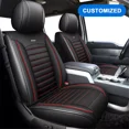 thumbnail image 1 of Car Seat Covers Custom Fit for 2015-2022 Ford F150 Truck PU Leather Front+Rear Full Set Black with Red Line, 1 of 10